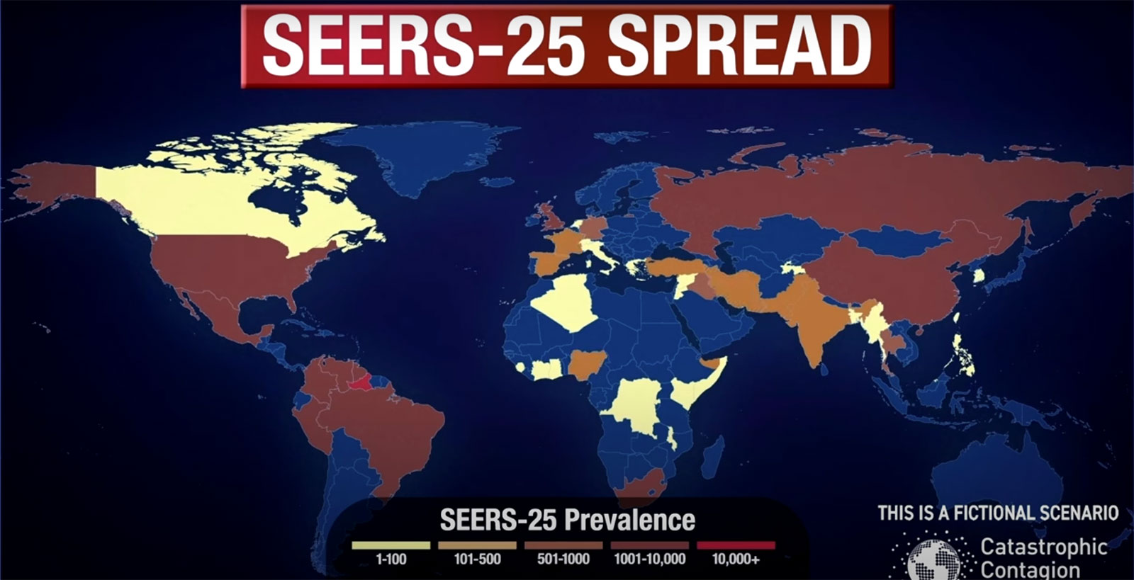 Карта заражения новой пандемии SEERS - 2025, что интересно Россия в зоне катастрофического заражения